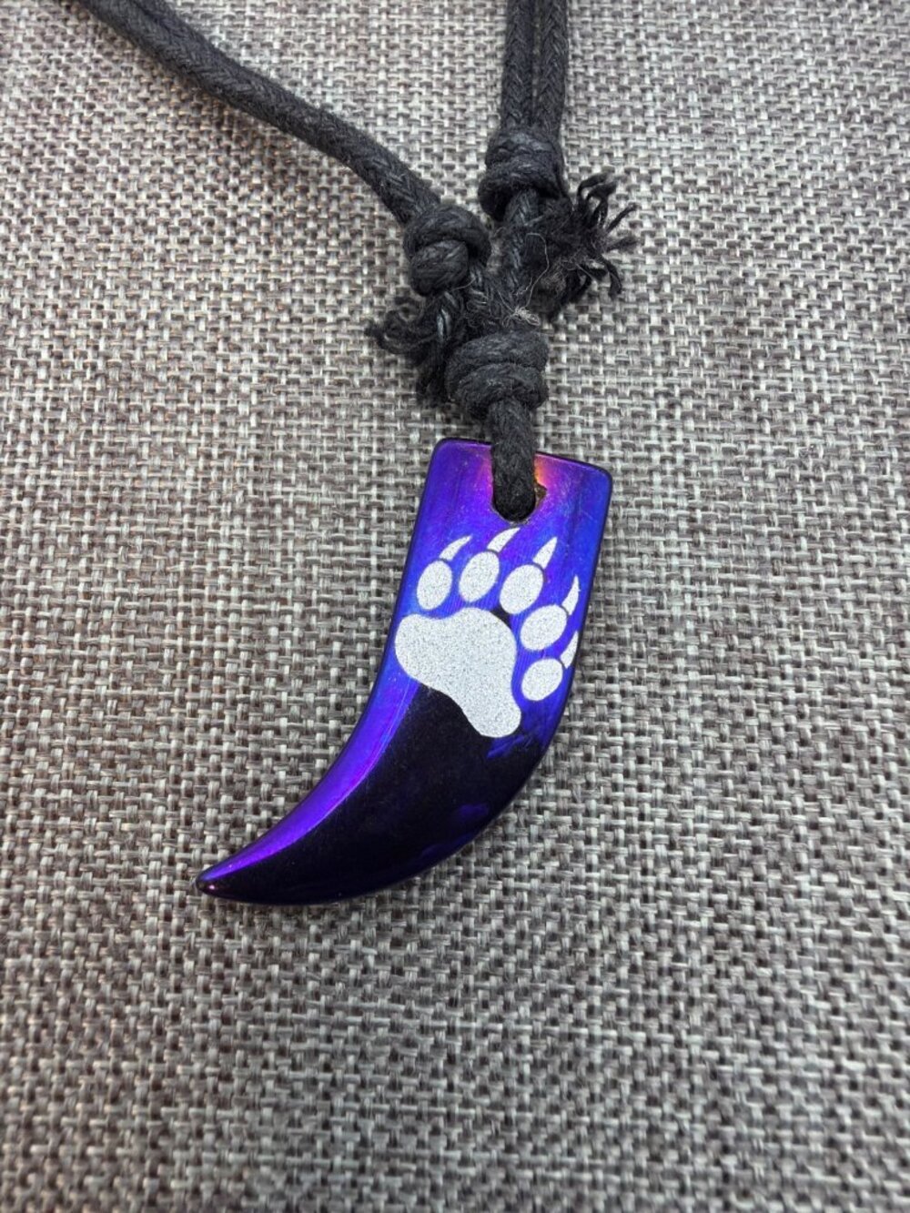 Bear Claw Paw Pendant As Is 1.25 In Blue Metallic Purple White School Mascot